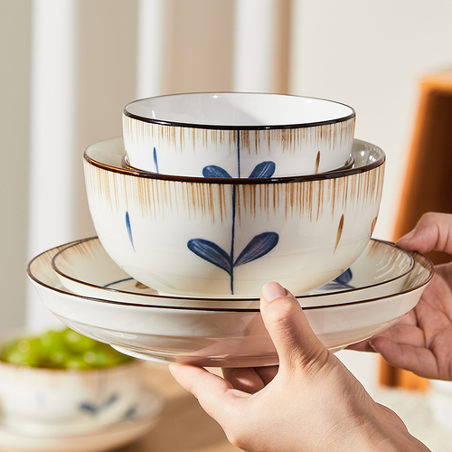 Orchid Pavilion Preface Ceramic Rice Bowl, Soup Bowl, and Dish Tableware Set