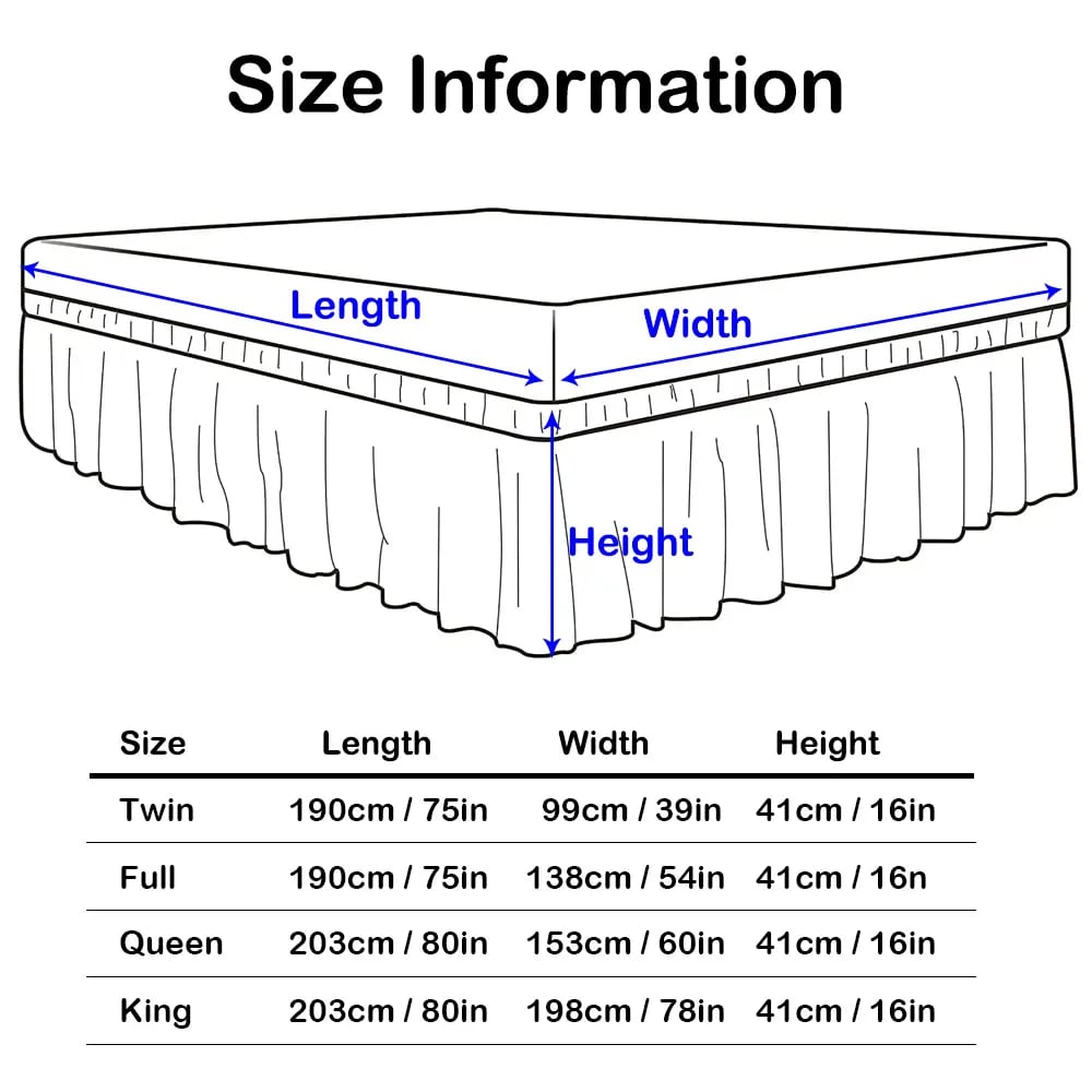 Adjustable Elastic Belt Drop Bed Skirt