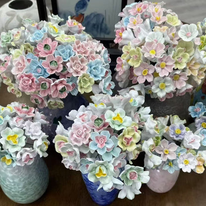 Jingdezhen ceramic flower desktop ornaments, preserved flower bouquets, creative decorations, cross-border shipping available, labeling service available, simulated ceramic flowers.