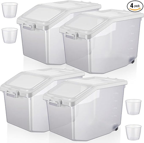 4 Pcs Rice Storage Container 27.5 lb Airtight Flour Container