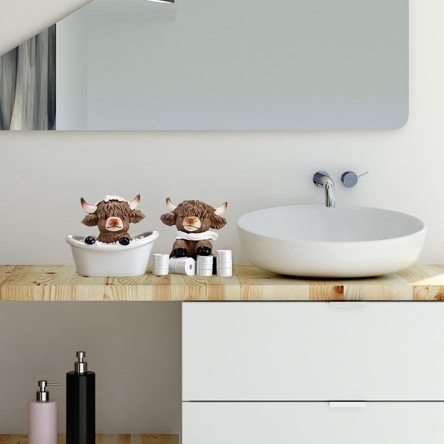 Cow Statue - Bathroom Theme Resin Sculpture | Resin Animal Figures