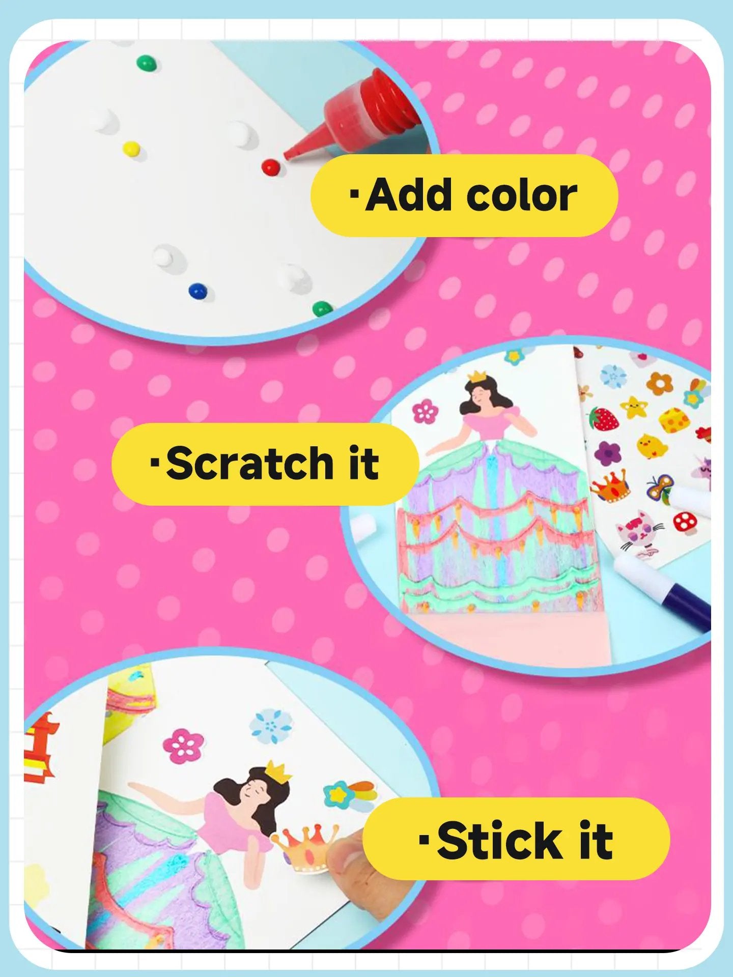 Rainbow Squeeze Art Kit - Creative Scratch & Color Art Set for Kids