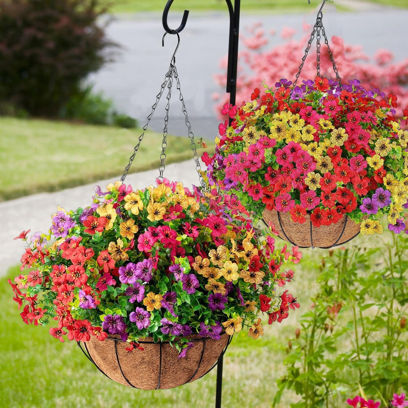 Simulated Hanging Flower Basket