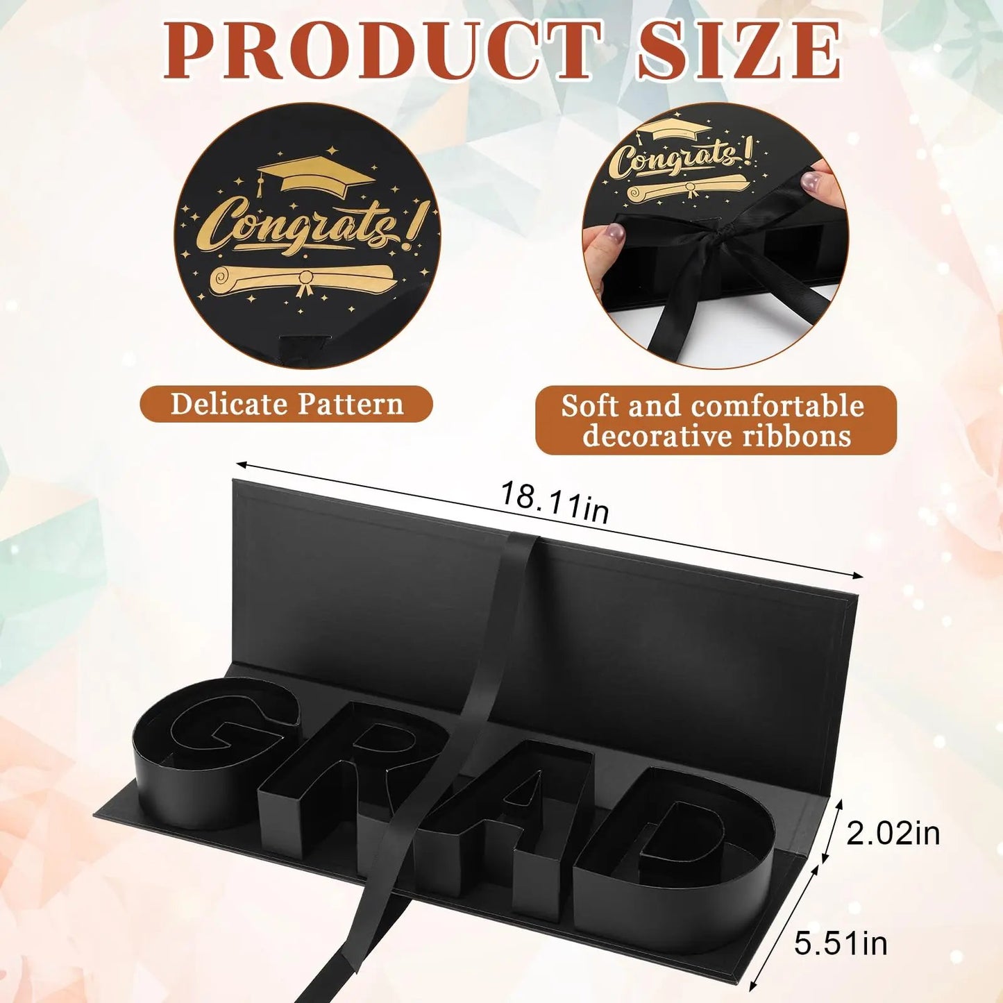 🎓 DIY Graduation Gift Box with Ribbon – Large Empty Box for Gifts, Candy, Cookies, Flowers & More 🎁