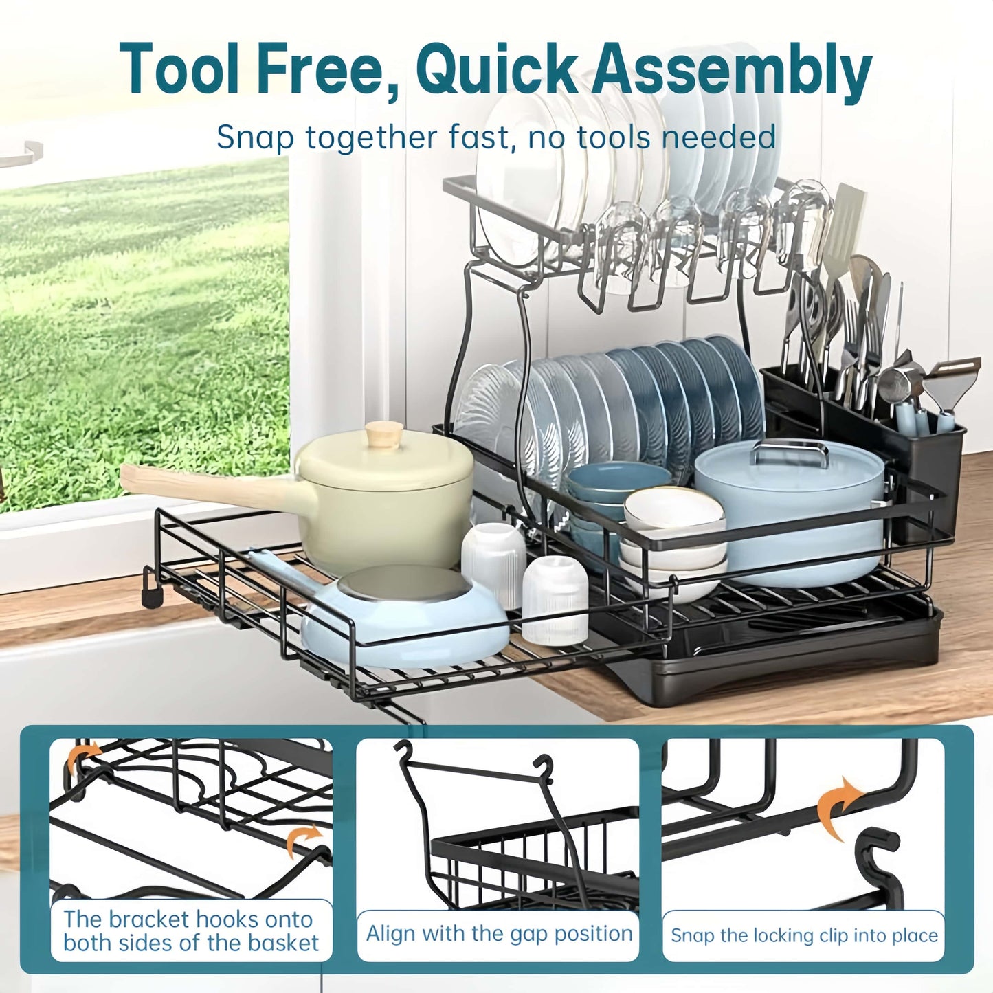 Expandable Dish Drying Rack with 360° Drainage🍽️✨