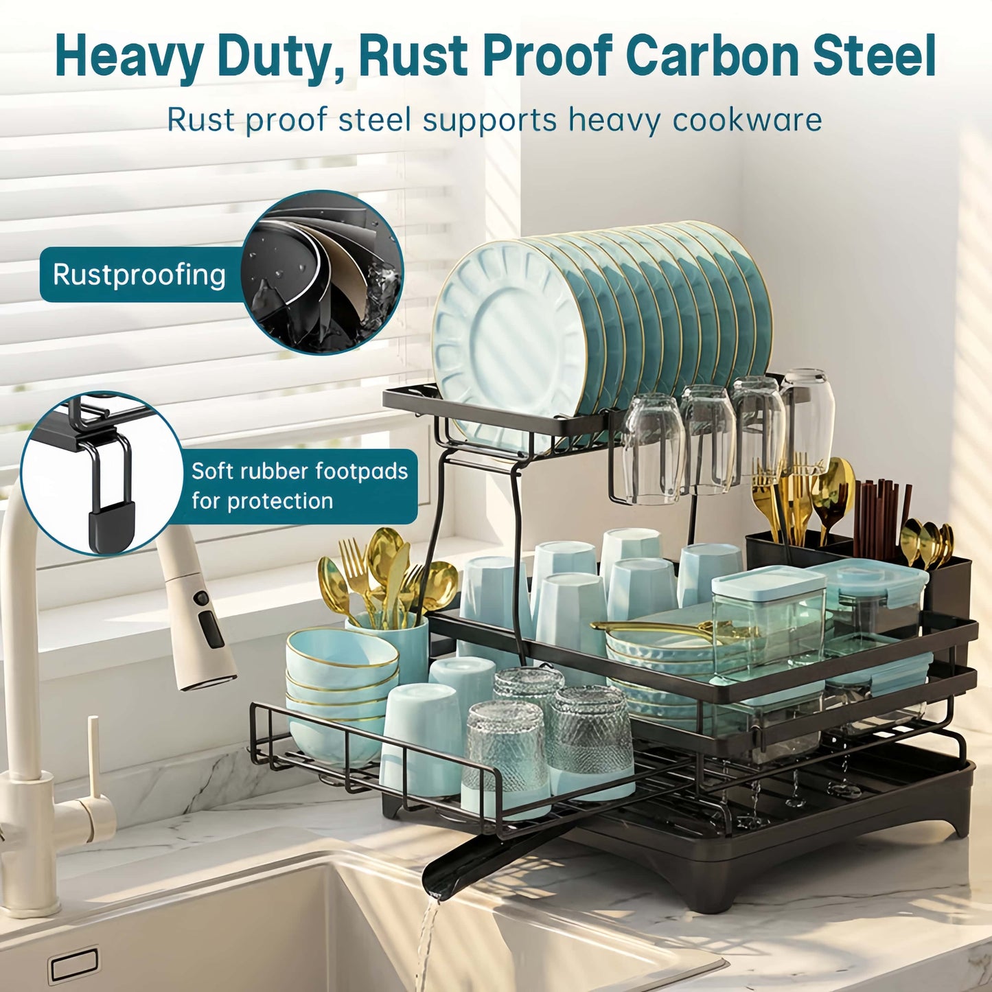 Expandable Dish Drying Rack with 360° Drainage🍽️✨