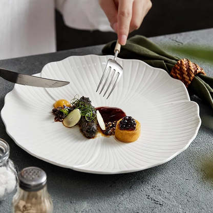 Sophisticated white shallow dish
