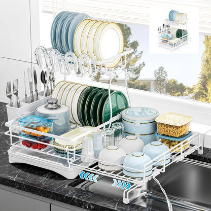Expandable Dish Drying Rack with 360° Drainage🍽️✨