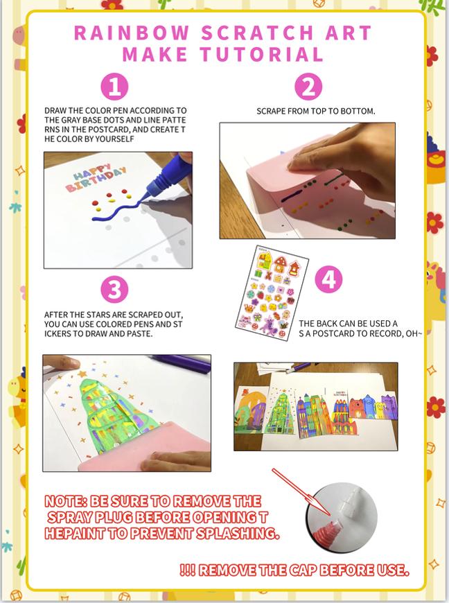Rainbow Squeeze Art Kit - Creative Scratch & Color Art Set for Kids