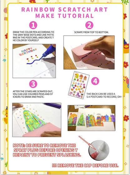 Rainbow Squeeze Art Kit - Creative Scratch & Color Art Set for Kids